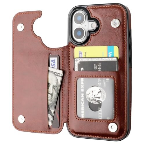 ONETOP Compatible with iPhone 17 Wallet Case with Card Holder, PU Leather