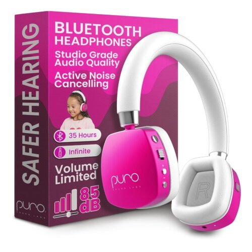 Puro Sound Labs PuroQuiet Plus Noise Cancelling Headphones for Kids, Bluetooth Kids On Ear Headphones with Mic,