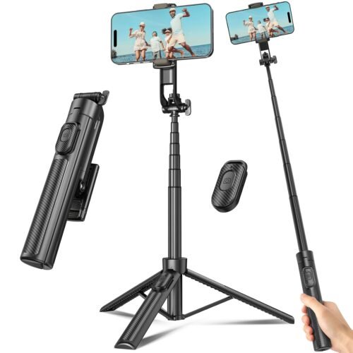 Selfie Stick Travel Tripod for Cell Phone with Remote Control and