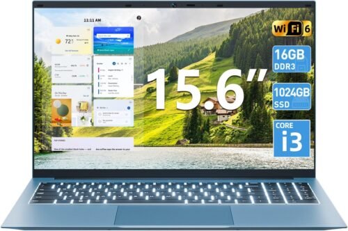 SGIN 15.6 Inch Laptop Computer, Win 11 Laptops with 16GB RAM 1024GB SSD, Core i3-10100Y CPU(Up to 3.9GHz), Backlit Keyboard,