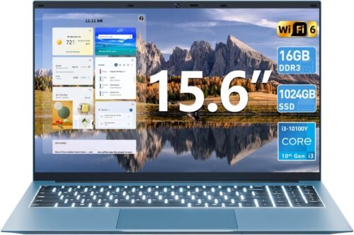 SGIN Laptop 15.6 Inch 16GB RAM 1024GB SSD, Win 11, Laptops Computer with Core I3, Portable Notebook, 7000mAh, WiFi 6, 180° Open Angle, 7000mAh, for