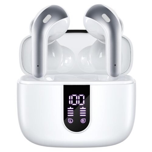 TAGRY Bluetooth Headphones True Wireless Earbuds 60H Playback LED Power Display Earphones with Wireless Charging Case