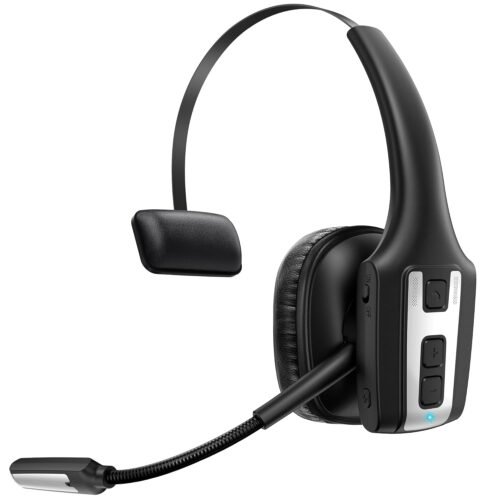 Trucker Bluetooth Headset, Wireless Headset with Mic for Work, Upgraded V5.3 Dual Noise Cancelling