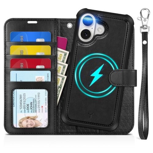 TUCCH 2-in-1 Detachable Wallet Case for iPhone 17 (6.3-inch) 2025, Wireless