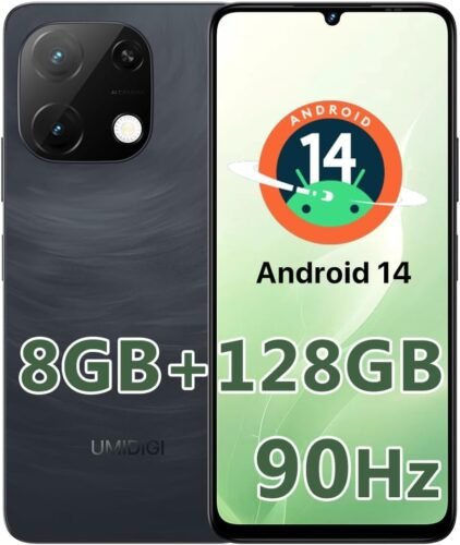 UMIDIGI G9T Cell Phone, Android 14 Smartphone Unlocked, 6.75″ HD+ 90Hz Display, 5000mAh Battery, 18W Fast Charging, 8(4+4)+128GB/1TB TF, 13MP Camera, AI Face & Fingerprint Unlock, 4G Dual SIM, GPS
