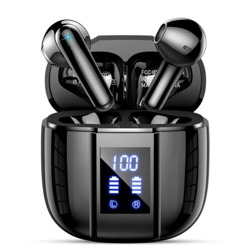 Wireless Earbuds, Bluetooth 5.4 Headphones, 48H, Stereo Ear Buds, LED Display Earphones with Mic, IP7