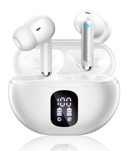 Wireless Earbuds, Bluetooth 5.4 Headphones with 50H Playback, Deep Bass Stereo Ear Buds Clear Calls with LED Power Display, IPX7