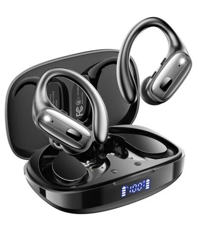 Wireless Earbuds, Sports Bluetooth 5.4 Headphones, Ear Buds with ENC Noise Canceling Mic, 80Hr Playtime Earphones, Palm-Sized, LED