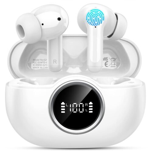 Wireless Headphones, 2026 3D-Stereo Bluetooth 5.4 Earbuds Bass Ear Bud, 4 ENC Noise Cancelling Mic, 40+Hrs