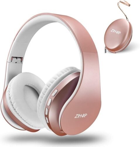 ZIHNIC Bluetooth Headphones Over-Ear, Foldable Wireless and Wired Stereo Headset Micro SD/TF,